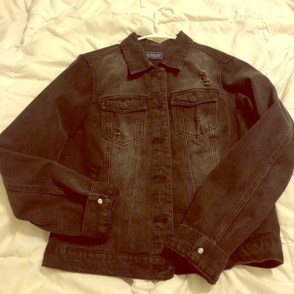 Black distressed jean jacket - Picture 2 of 5